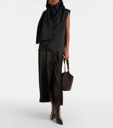 Khaite Loe scarf-detail crêpe satin top | Thumbnail 5