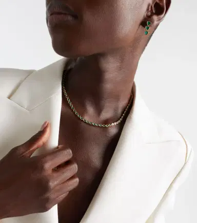 Anita Ko 18kt gold choker with emeralds | Thumbnail 4
