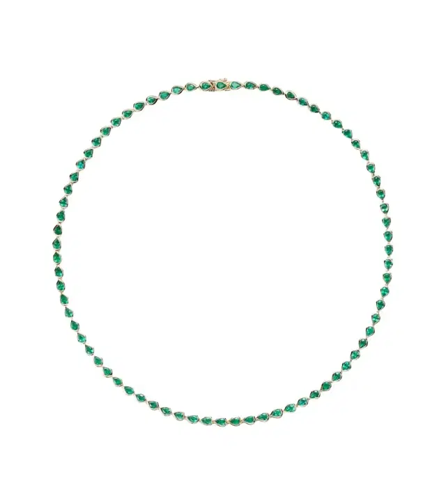 18kt gold choker with emeralds
