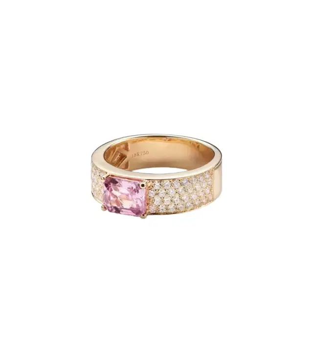 18kt gold ring with sapphire and diamonds