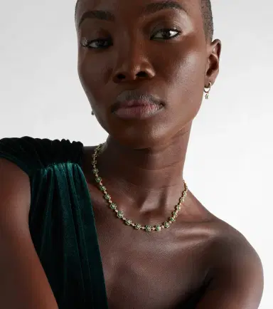 Anita Ko Flora Small 18kt gold choker with emeralds and diamonds | Thumbnail 4