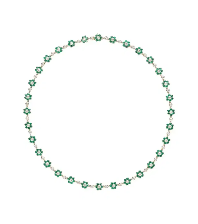 Anita Ko Flora Small 18kt gold choker with emeralds and diamonds