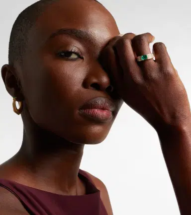 Anita Ko 18kt gold ring with emerald and diamonds | Thumbnail 3