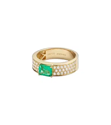 Anita Ko 18kt gold ring with emerald and diamonds | Thumbnail 1