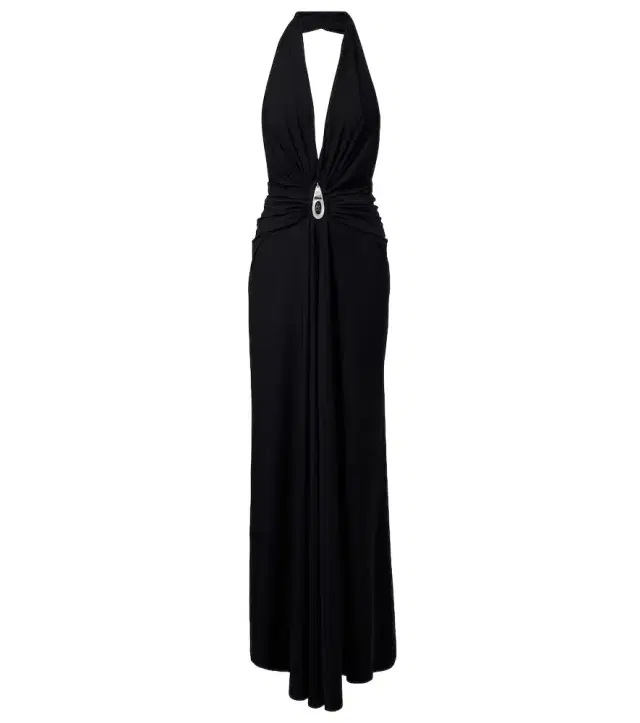 Embellished ruched jersey maxi dress