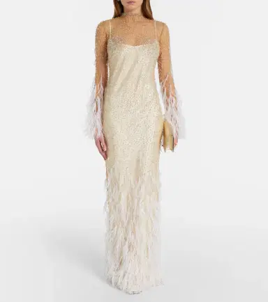 Clio Peppiatt Mia embellished feather-trimmed tulle gown | Thumbnail 3 Clio Peppiatt Mia embellished feather-trimmed tulle gown | Thumbnail 3
