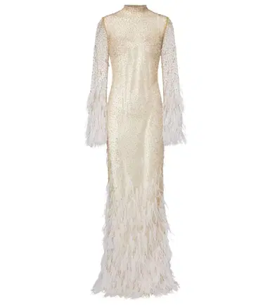 Clio Peppiatt Mia embellished feather-trimmed tulle gown | Thumbnail 1 Clio Peppiatt Mia embellished feather-trimmed tulle gown | Thumbnail 1