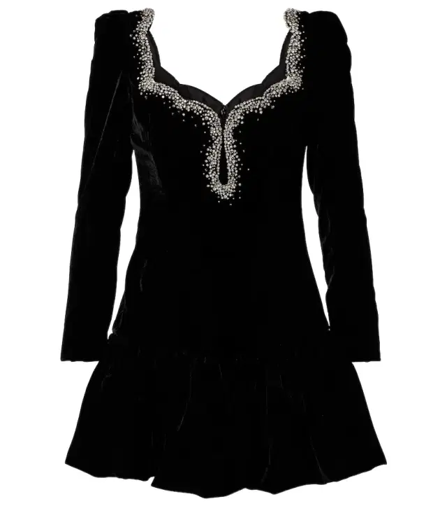 Edie crystal-embellished velvet minidress