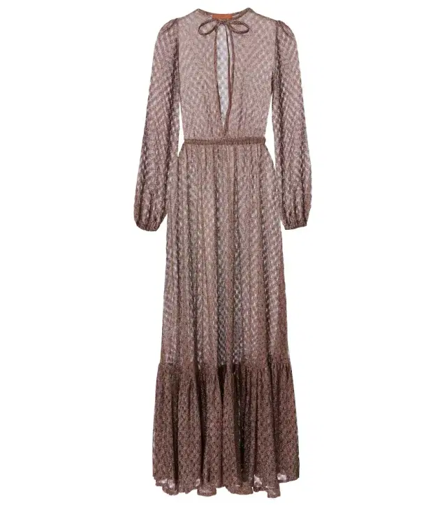 Missoni Open-knit lamé maxi dress