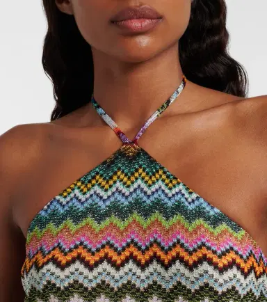 Missoni Zigzag halterneck lamé crop top | Thumbnail 2