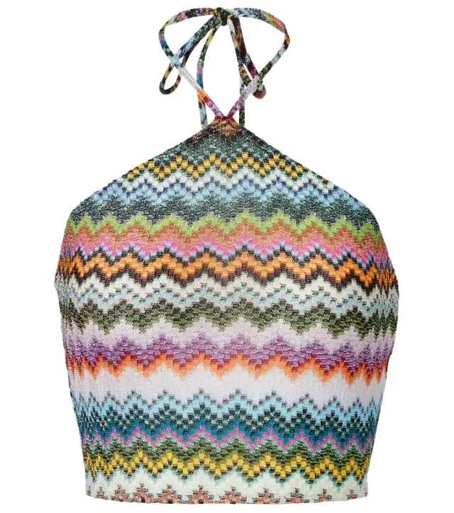 Missoni Zigzag halterneck lamé crop top