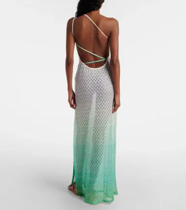 Missoni Open-knit one-shoulder lamé beach cover-up | Thumbnail 4