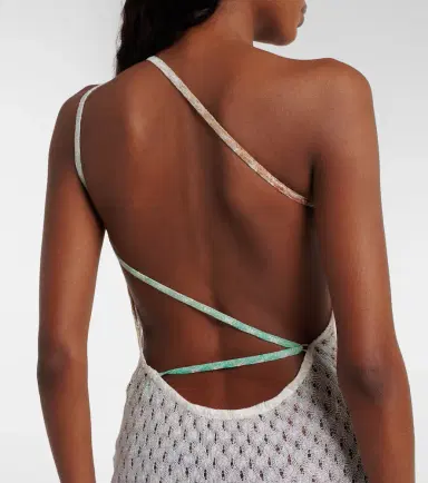 Missoni Open-knit one-shoulder lamé beach cover-up | Thumbnail 5