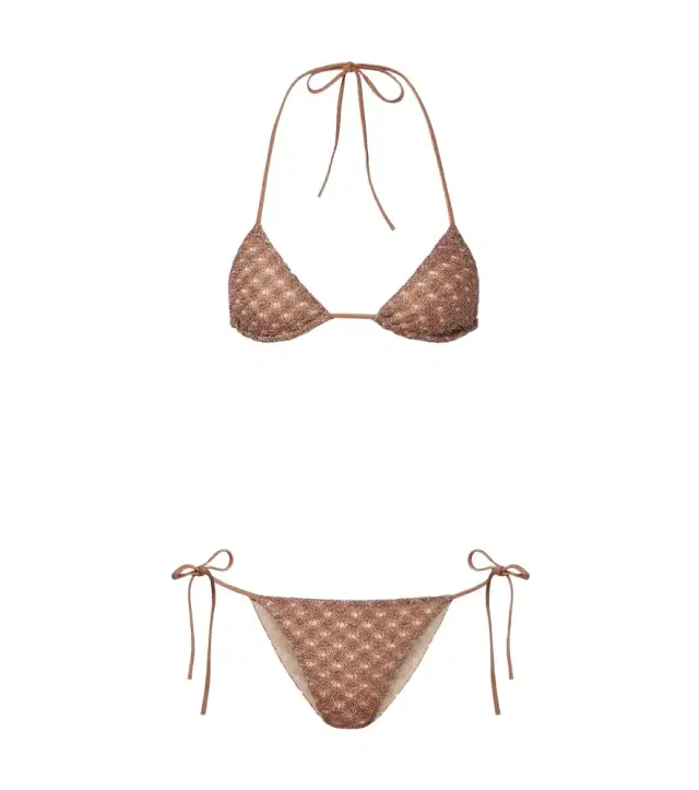 Open-knit lamé bikini