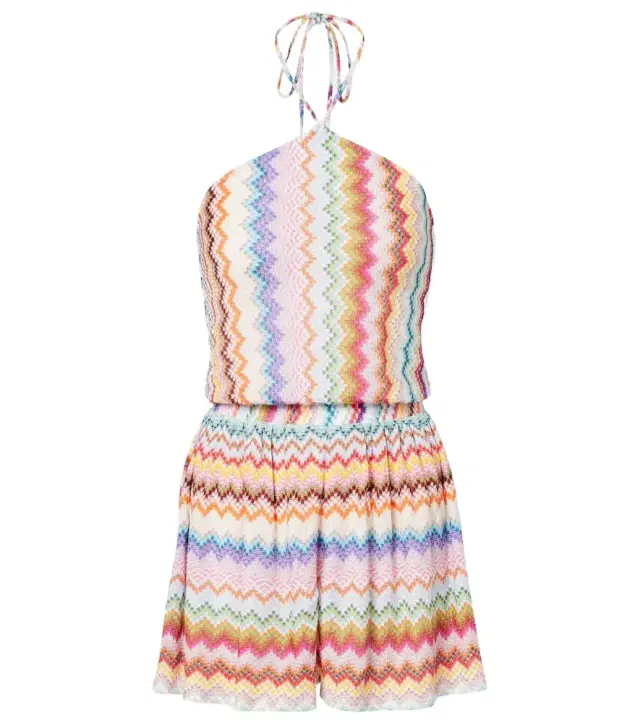 Missoni Zigzag halterneck lamé romper