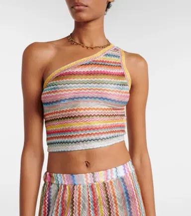Missoni Zigzag one-shoulder crop top | Thumbnail 3 Missoni Zigzag one-shoulder crop top | Thumbnail 3