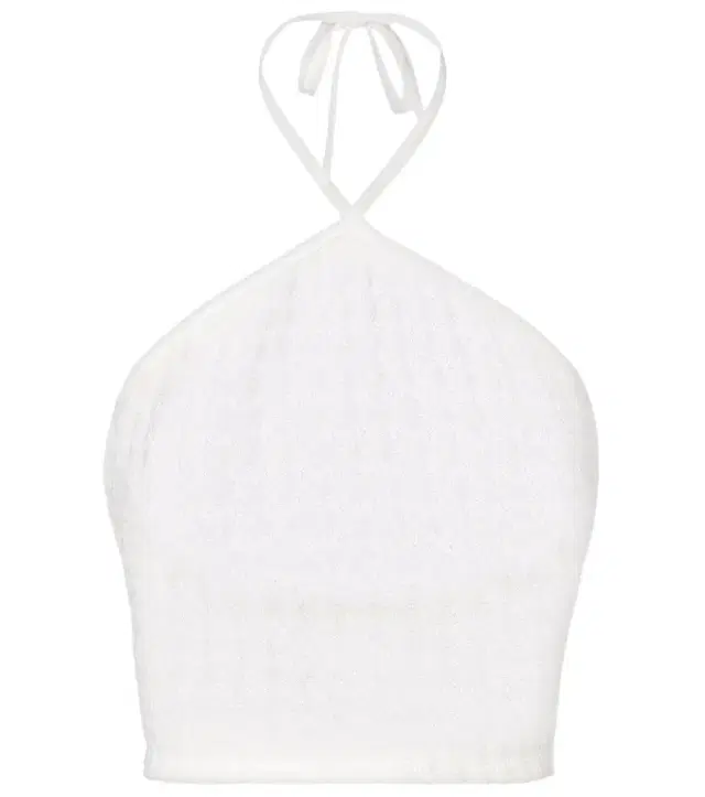 Open-knit halterneck lamé crop top