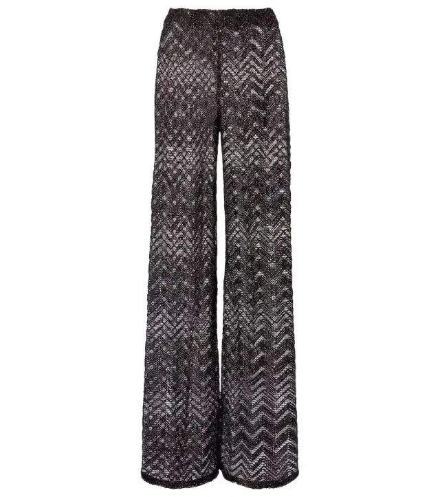 Open-knit wide-leg pants