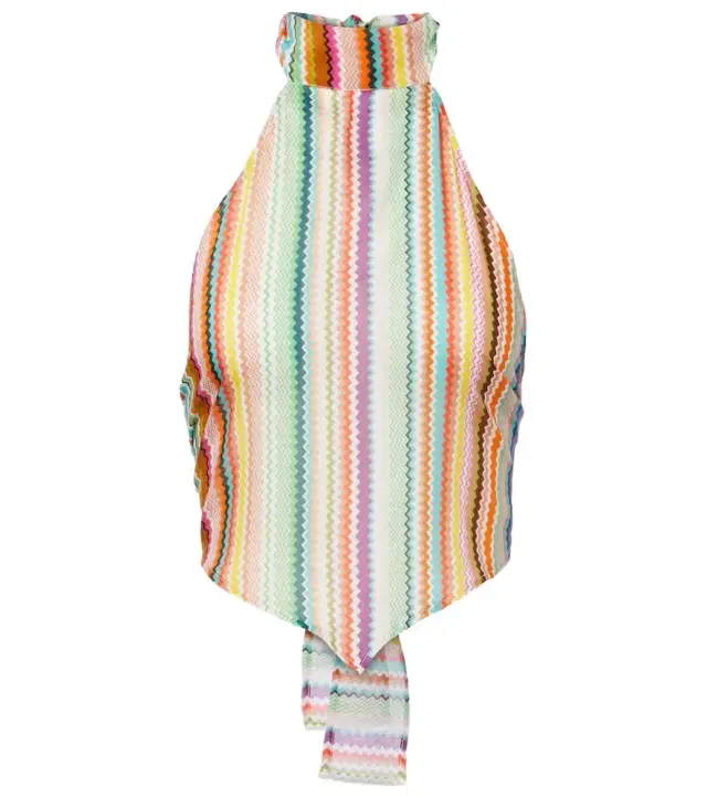 Missoni Striped halterneck cotton and silk top