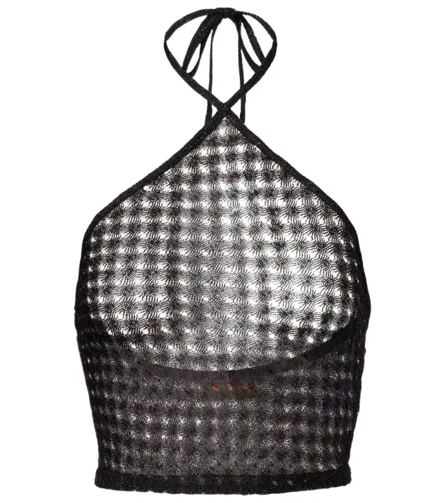 Missoni Open-knit halterneck lamé crop top