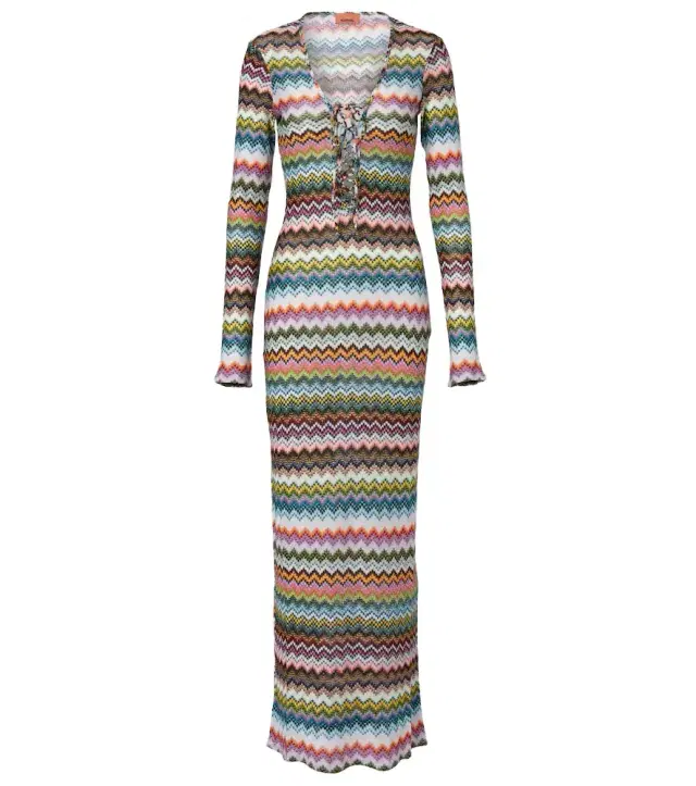 Zigzag lamé maxi dress