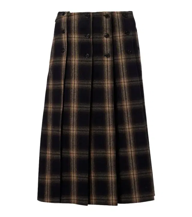 Plaid pleated cotton midi skirt