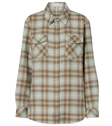 God’s True Cashmere Joy Tartan cashmere shirt with emerald | Thumbnail 1 God’s True Cashmere Joy Tartan cashmere shirt with emerald | Thumbnail 1