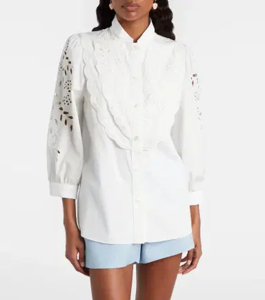 Valentino Embroidered cotton poplin blouse | Thumbnail 6