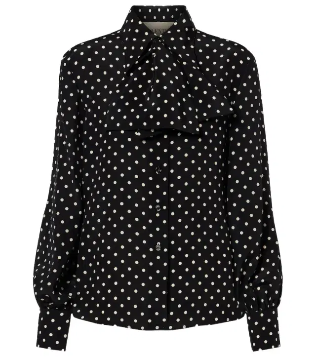 Valentino Bow-detail polka-dots silk shirt