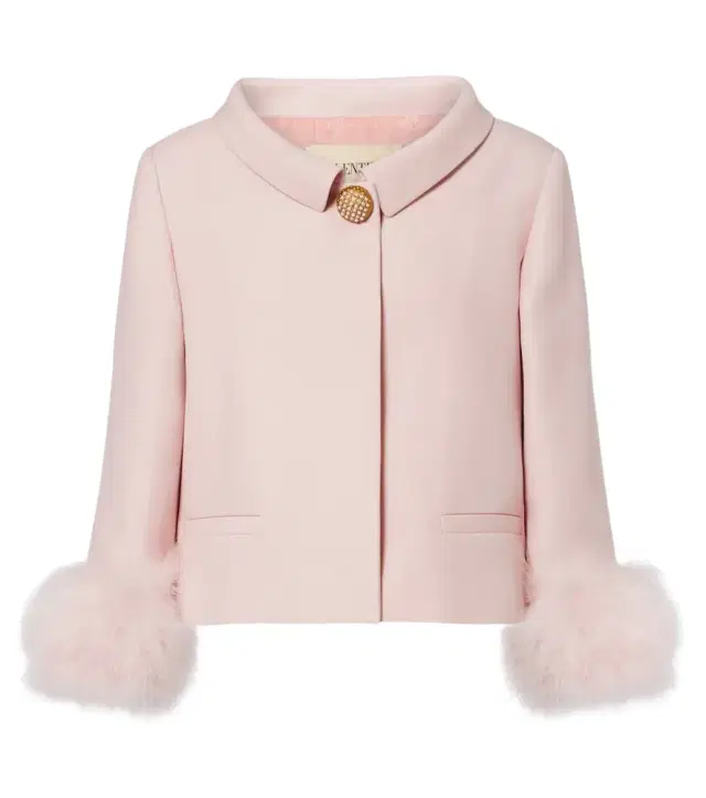 Crepe Couture feather-trimmed blazer