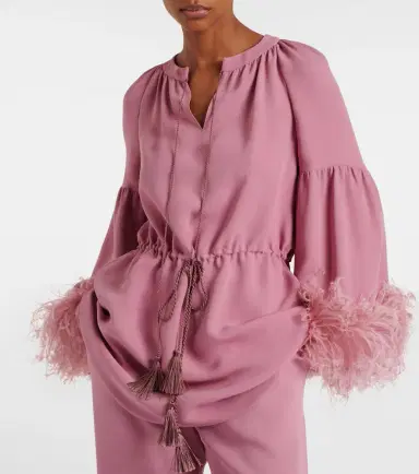 Valentino Cady Couture feather-trimmed tunic | Thumbnail 2