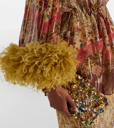 Valentino Paisley feather-trimmed silk-blend blouse | Thumbnail 3 Valentino Paisley feather-trimmed silk-blend blouse | Thumbnail 3