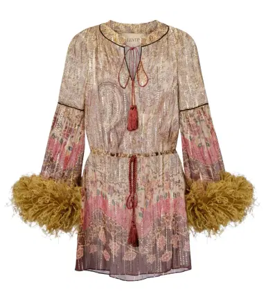 Valentino Paisley feather-trimmed silk-blend blouse | Thumbnail 1 Valentino Paisley feather-trimmed silk-blend blouse | Thumbnail 1