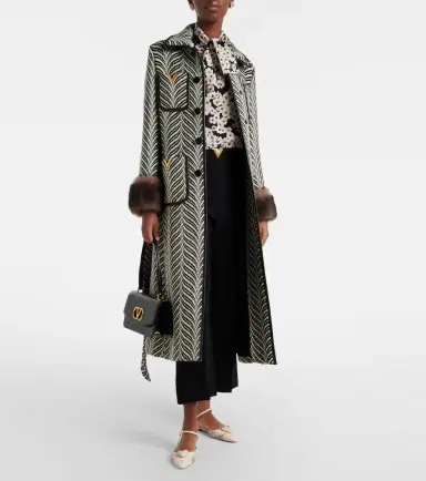 Valentino VGold shearling-trimmed wool-blend coat | Thumbnail 6 Valentino VGold shearling-trimmed wool-blend coat | Thumbnail 6