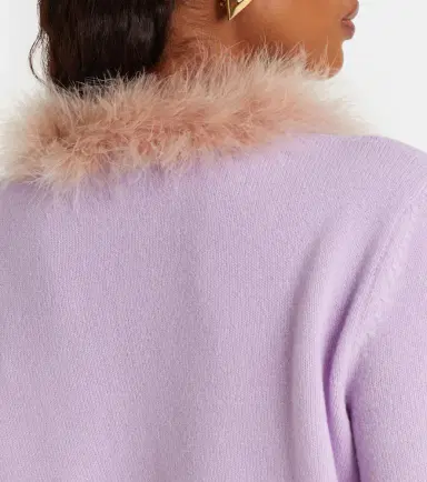Valentino Feather-trimmed virgin wool cardigan | Thumbnail 2 Valentino Feather-trimmed virgin wool cardigan | Thumbnail 2