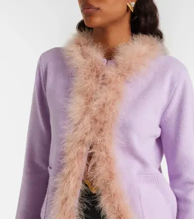 Valentino Feather-trimmed virgin wool cardigan | Thumbnail 4 Valentino Feather-trimmed virgin wool cardigan | Thumbnail 4