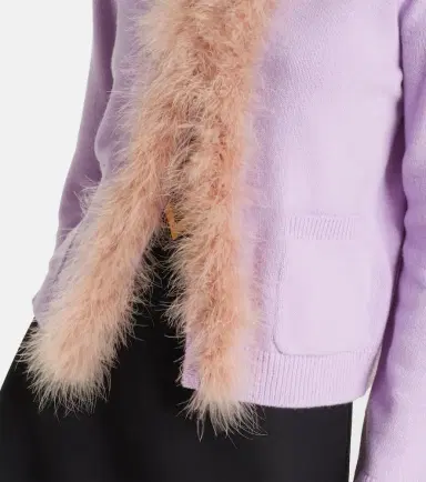 Valentino Feather-trimmed virgin wool cardigan | Thumbnail 6 Valentino Feather-trimmed virgin wool cardigan | Thumbnail 6