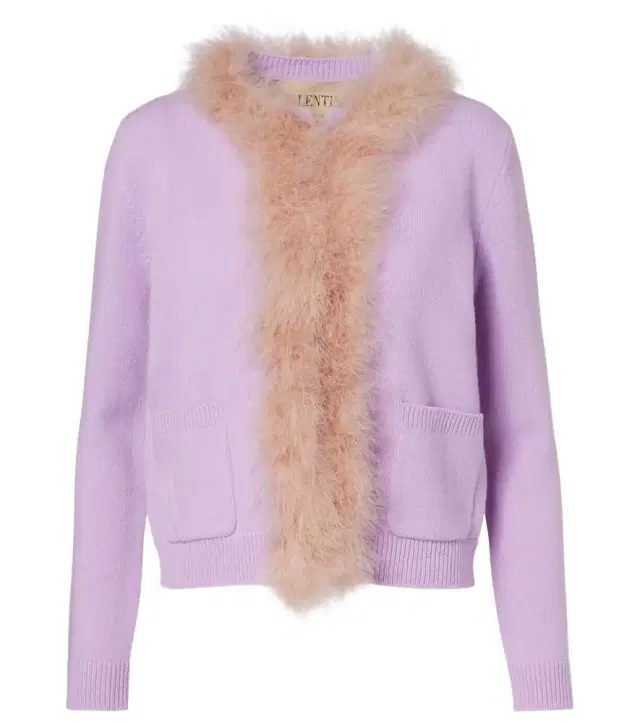 Valentino Feather-trimmed virgin wool cardigan