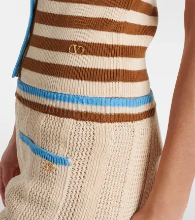 Valentino Open-knit striped cotton cardigan | Thumbnail 2