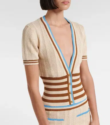 Valentino Open-knit striped cotton cardigan | Thumbnail 5