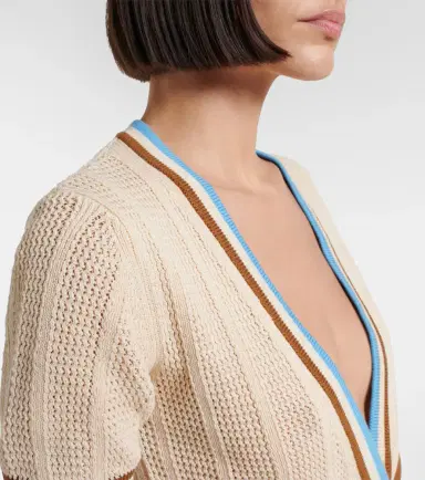 Valentino Open-knit striped cotton cardigan | Thumbnail 6