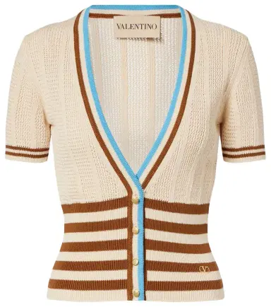 Valentino Open-knit striped cotton cardigan | Thumbnail 1