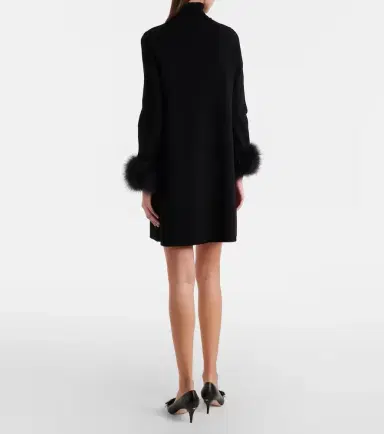 Valentino VLogo feather-trimmed turtleneck minidress | Thumbnail 5 Valentino VLogo feather-trimmed turtleneck minidress | Thumbnail 5