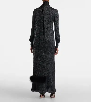 Valentino Feather-trimmed lamé maxi dress | Thumbnail 5 Valentino Feather-trimmed lamé maxi dress | Thumbnail 5