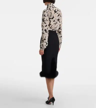 Valentino Crepe Couture feather-trimmed midi skirt | Thumbnail 6 Valentino Crepe Couture feather-trimmed midi skirt | Thumbnail 6