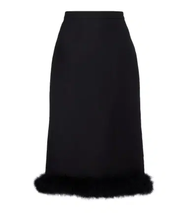 Valentino Crepe Couture feather-trimmed midi skirt | Thumbnail 1 Valentino Crepe Couture feather-trimmed midi skirt | Thumbnail 1
