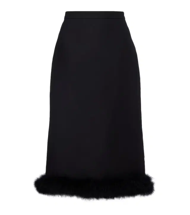 Valentino Crepe Couture feather-trimmed midi skirt