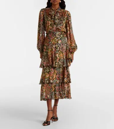 Valentino Floral plissé tiered silk midi skirt | Thumbnail 5 Valentino Floral plissé tiered silk midi skirt | Thumbnail 5