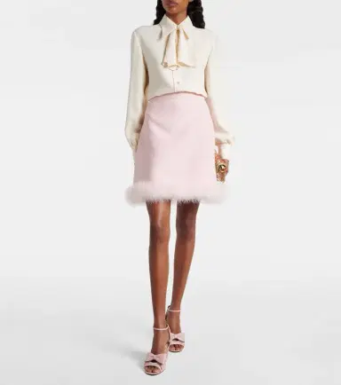 Valentino Crepe Couture feather-trimmed miniskirt | Thumbnail 2 Valentino Crepe Couture feather-trimmed miniskirt | Thumbnail 2