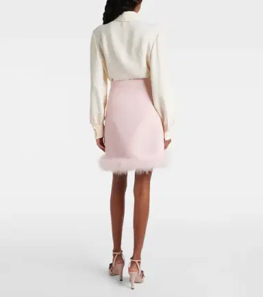 Valentino Crepe Couture feather-trimmed miniskirt | Thumbnail 4 Valentino Crepe Couture feather-trimmed miniskirt | Thumbnail 4